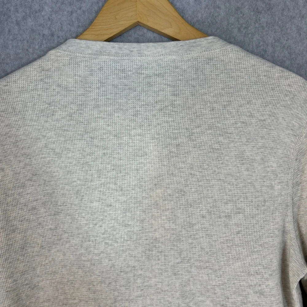 J Crew Utility Knit Cotton Henley Neutral Cream Gray Dexter Mens Size Large READ